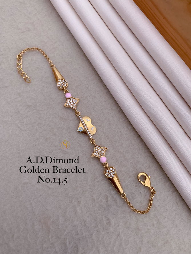 6 AD Designer Diamond Golden Fancy Bracelets Wholesale Price In Surat
